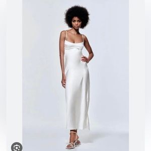 Zara white satin dress